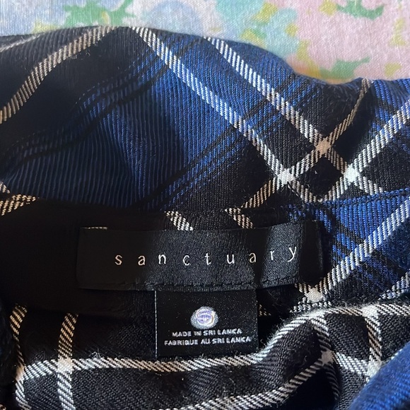 Sanctuary | Dark Blue Main Street Plaid Boyfriend Top Shirt Snaps Small Western - Picture 6 of 9